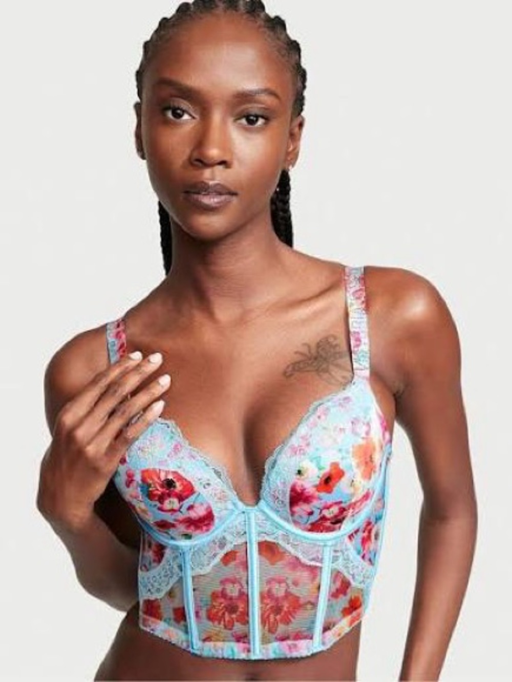 ‼️NEW‼️Victorias Secret Very Sexy Floral Lace Corset Push Up Bra Blue 34B